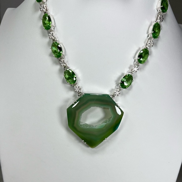 Green Solar Quartz Large Gemstone Necklace & Bracelet ONLY - Picture 4 of 9